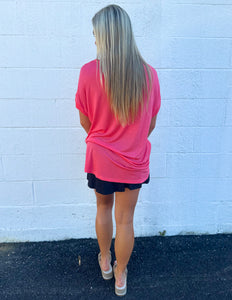 A Few Good Stories Exposed Seam Top New Coral Pink