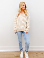 Load image into Gallery viewer, See The Sky Frenchy Checker Pattern Drop Shoulder in Ivory/Taupe