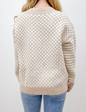 Load image into Gallery viewer, See The Sky Frenchy Checker Pattern Drop Shoulder in Ivory/Taupe