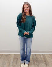 Load image into Gallery viewer, Eyes Closed Wool Blend Stitch Hi-Low Sweater in Hunter Green
