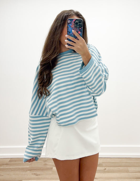 Southern Shirt Co. On The Line LS Top in Chalky Blue