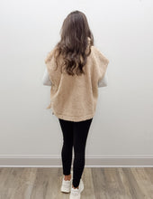 Load image into Gallery viewer, Forget The World Sherpa Vest with Snap Closure in Beige