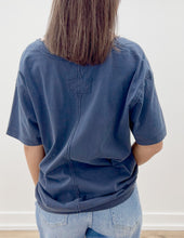 Load image into Gallery viewer, Never Looking Back V-Neck SS Knit Top in Navy