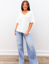 Load image into Gallery viewer, Never Looking Back V-Neck SS Knit Top in White