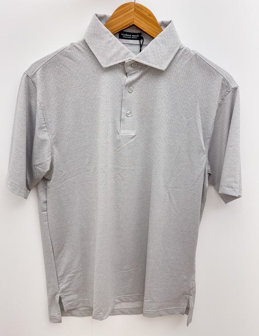 Southern Marsh Cork Grid Performance Polo in Light Gray