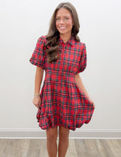 Load image into Gallery viewer, Love We Need Plaid Collared Zip Front Mini Dress