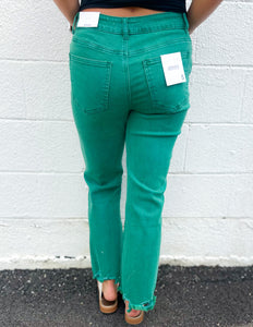 Every Little Step Distressed Jeans Dk Green