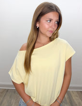 Load image into Gallery viewer, To You French Terry Off Shoulder Top in Lemonilla