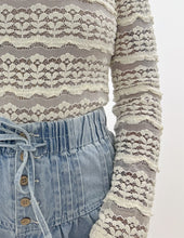 Load image into Gallery viewer, Believe In Me Ruffle Detail Flower Lace Top in Cream