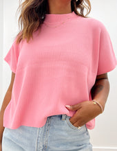 Load image into Gallery viewer, The Way I Feel Mock Neck SS Boxy Sweater Top in Dark Pink