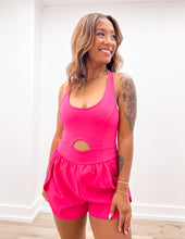Load image into Gallery viewer, Take a Look Around Front Cutout Activewear Romper in Pink