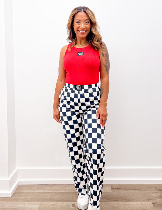Lulu Mac Black Checkered Pants