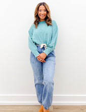 Load image into Gallery viewer, I Need You More Oversized LS Cropped Top in Teal