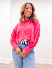 Load image into Gallery viewer, I Need You More Oversized LS Cropped Top in Dk Red