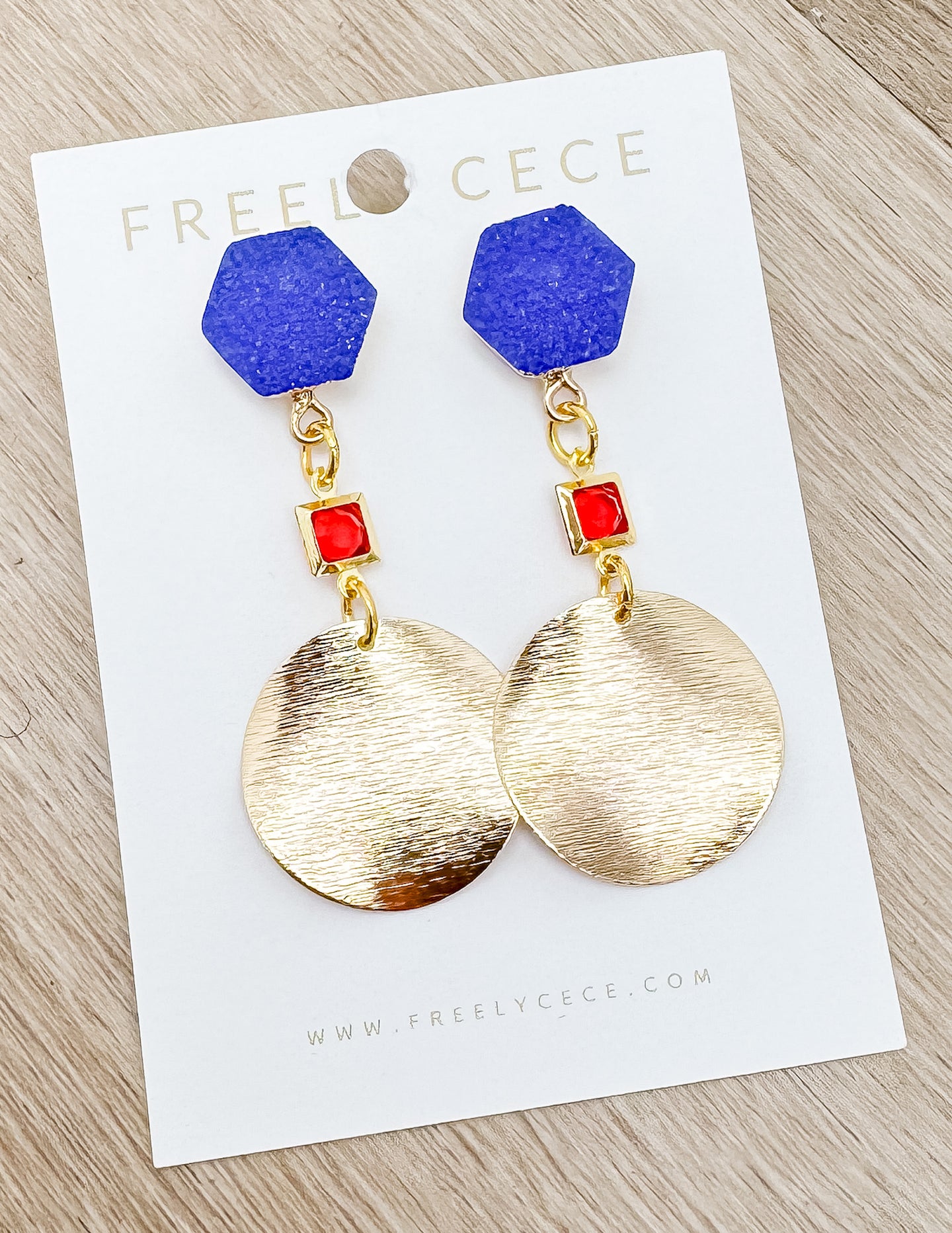 Ole Miss Gameday Earrings with Gold Oval