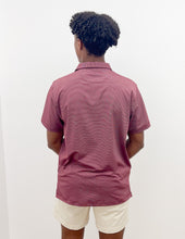 Load image into Gallery viewer, Coastal Cotton Mineral White And Maroon Stripe Polo