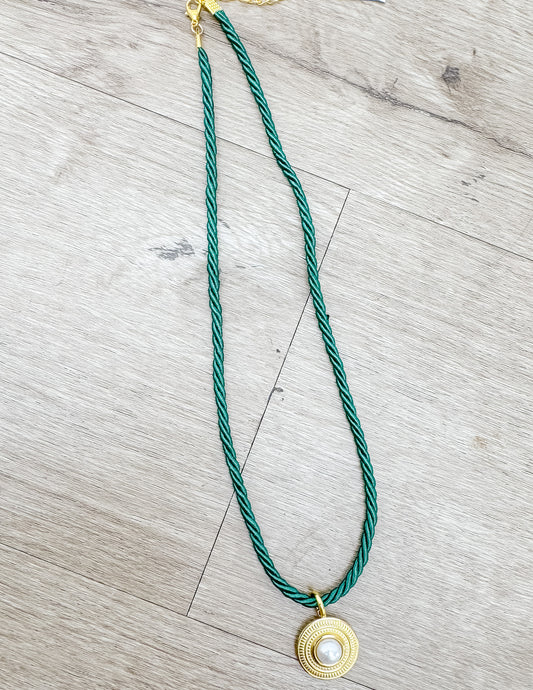 Everyday Trendy Small Green Cord Necklace