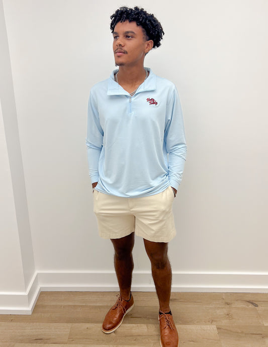 Ole Miss Hotty Toddy Script Stripe 1/4 Zip Pullover