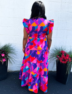 Sweet And Dreamy Geo Print Midi Dress