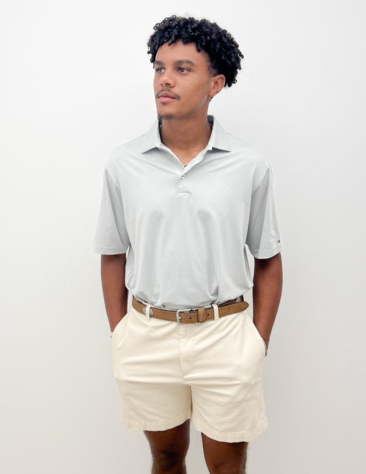Southern Marsh Marin Headlands Performance Polo in White & Gray