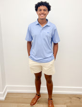 Load image into Gallery viewer, Coastal Cotton Medium Blue Stripe Polo