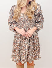 Load image into Gallery viewer, I Believe You Vintage Flower Smock Detail Mini Dress