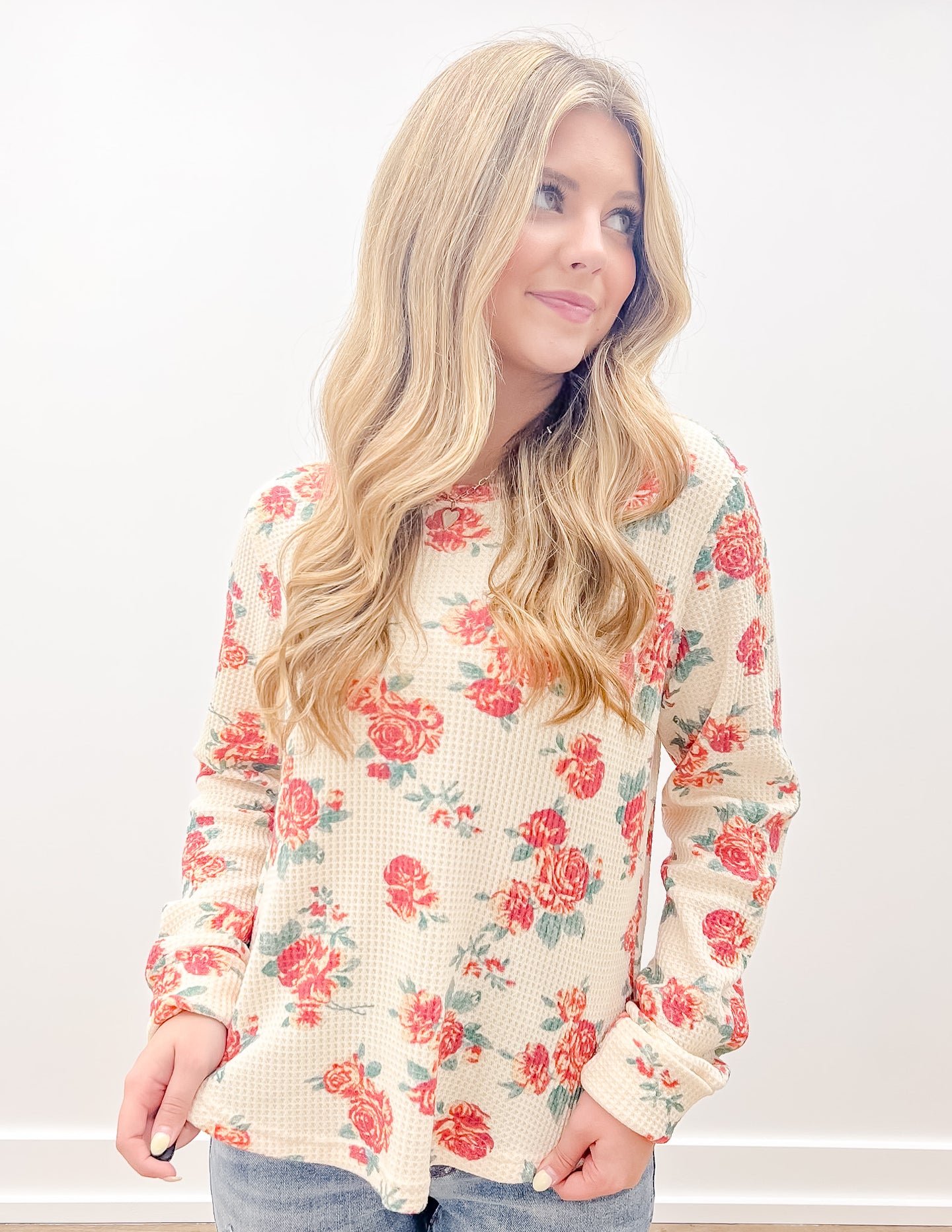 Now You Have Do This Floral Print Thermal Top