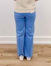 Load image into Gallery viewer, Never Say Acid Washed Frayed Cutoff Hem Pants in Ocean Blue