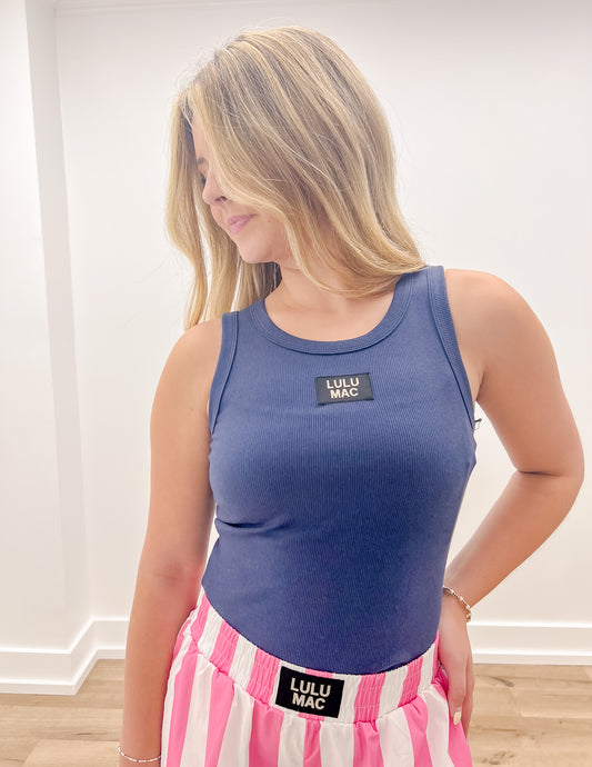 Lulu Mac DD Solid Navy Tank Top