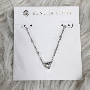 Kendra Scott Mini Ari Heart Necklace in Silver Ivory MOP