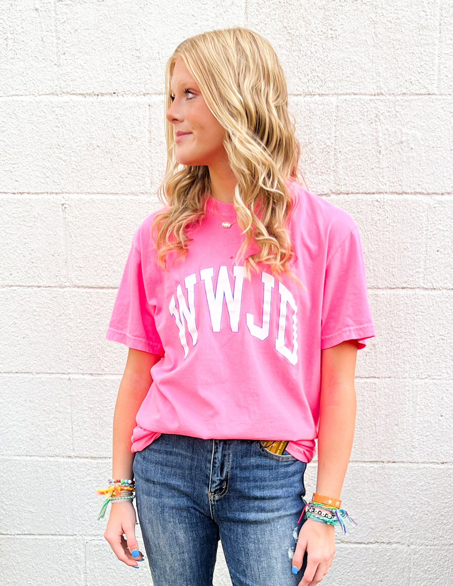 The Addyson Nicole Company WWJD SS Tee N. Pink