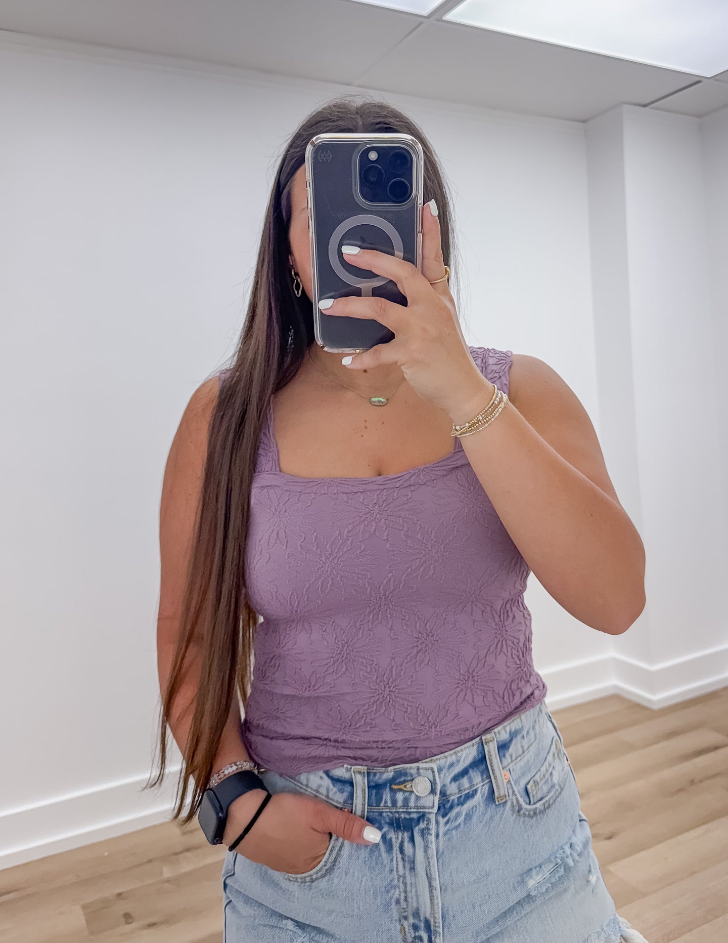 Holding on to Heartbreak Floral Seamless Tank in Dusty Lavender