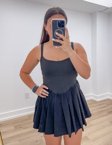 I know A Few Things Pleated Skirt Activewear Dress in Black