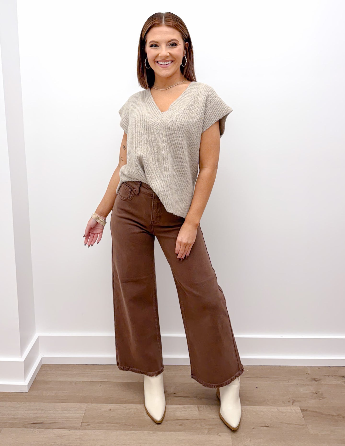 I Need To Know Sweater Vest with Side Slit in Heather Mocha