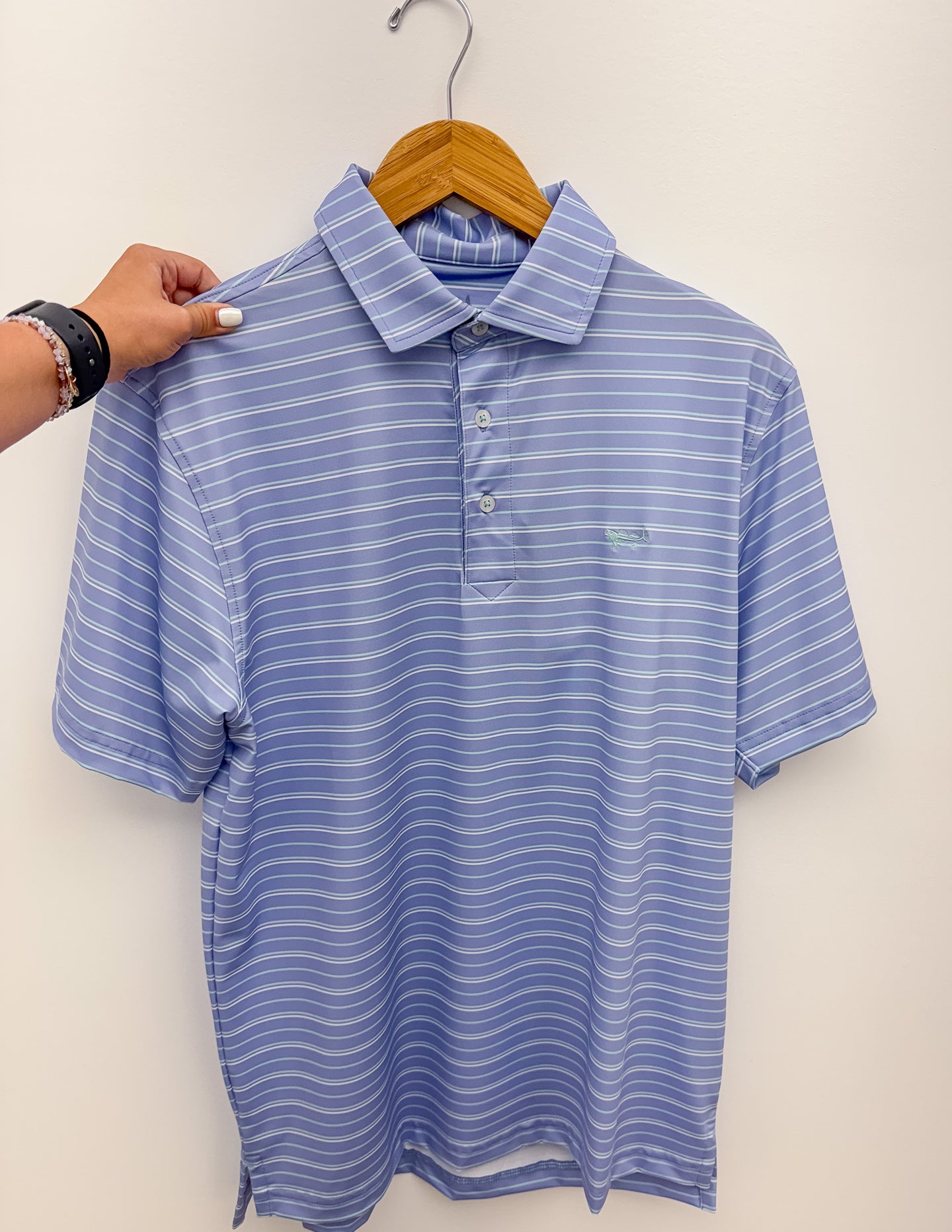 Coastal Cotton Wake Blue Yarn Dyed Polo