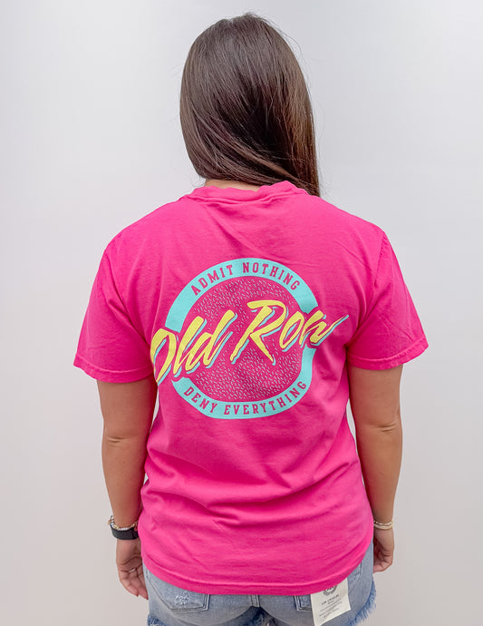 Old Row Circle Logo SS Pocket Tee in Heliconia