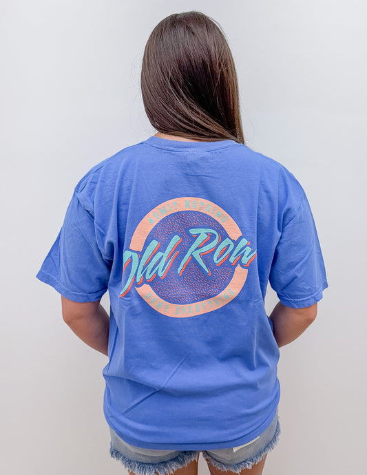 Old Row Circle Logo SS Pocket Tee in Mystic Blue