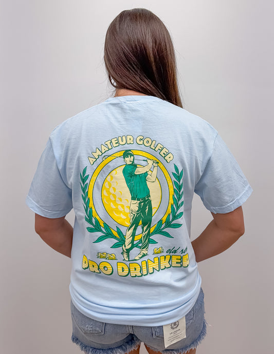 Old Row Amateur Golfer SS Pocket Tee in Chambray