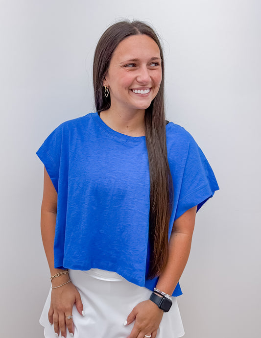 Fly With You Open Back Top in Ocean Blue