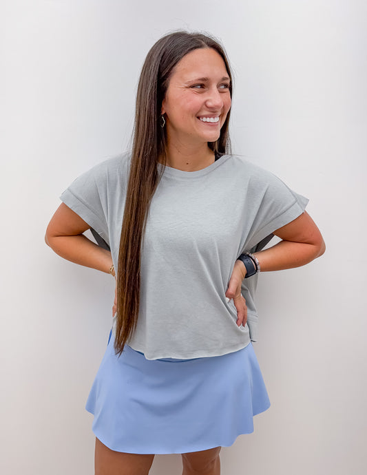 Fly With You Open Back Top in Light Grey