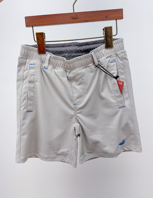 Southern Marsh Youth Billfish Lined Performance Shorts in Light Gray