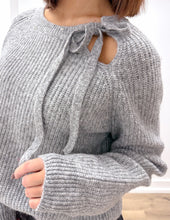 Load image into Gallery viewer, Surrounded By You Tie Neck Sweater in Grey