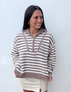 December Dreaming Half-Zip Stripe Sweater