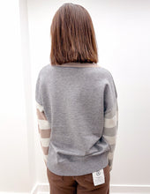 Load image into Gallery viewer, Looking At Me Color Block Stripe Mix Sweater Taupe/Grey