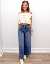 Load image into Gallery viewer, Turn It Up High Rise Pin Tuck Detail Wide Leg Jeans in Dark Denim
