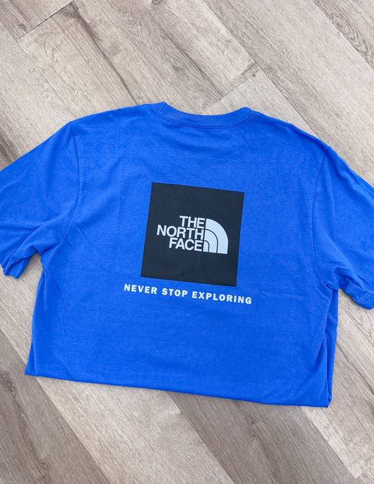 The North Face Men’s SS Evolution Box NSE Tee in Hero Blue