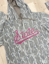 Load image into Gallery viewer, Maroon State Script Mossy Oak Hoodie