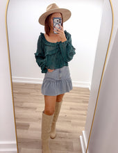 Load image into Gallery viewer, Running For You Scoop Neck Ruffle Blouse in Dark Green