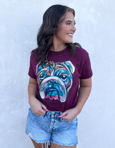 Watercolor Bulldogs Maroon Graphic SS Tee