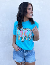 Load image into Gallery viewer, Watercolor Bulldog Silhouette Seafoam Graphic SS Tee